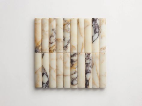 calacatta viola | rounded marble 3d-tile | cabochon short | clé – clé tile Stone Tile For Fireplace, Modern Tile Designs, Modern Mosaic Tile, Calacatta Viola, Artisan Tiles, Cle Tile, 3d Tiles, Tile Edge, Wall Exterior