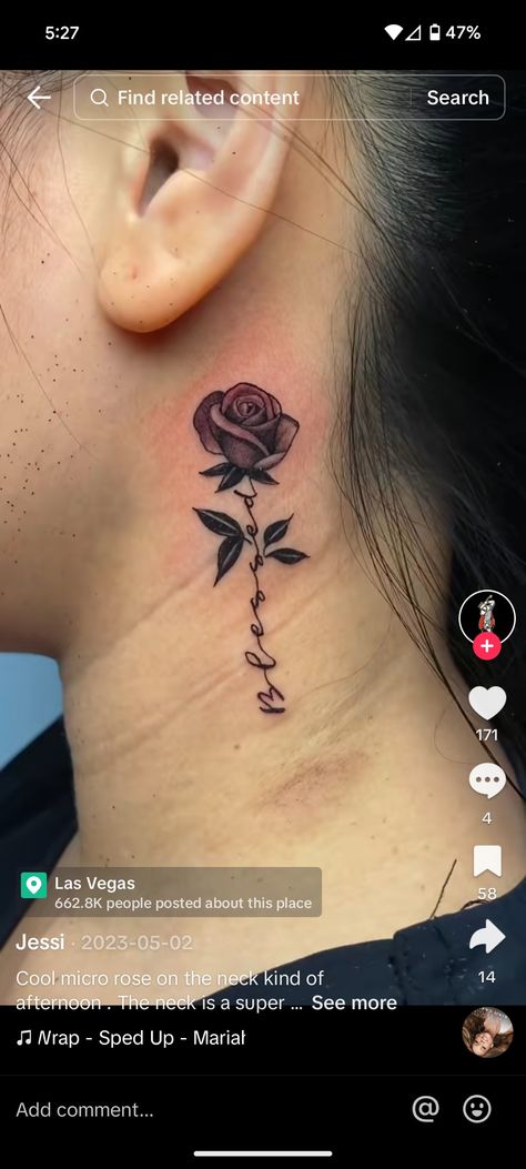 Rose Tattoos Behind Ear, Rose Tattoo Behind Ear, Tattoo Behind Ear, Small Rose Tattoo, Tattoo Now, Tattoo Love, Small Rose, Rose Tattoos, Rose Tattoo