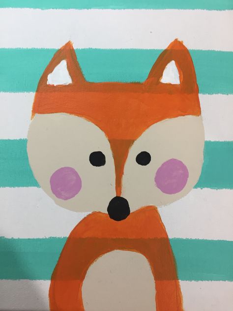 Baby fox painting Cute Fox Painting Easy, Canvas Painting Simple, Cute Fox Drawing, Painting Simple, Fox Drawing, Fox Painting, Baby Fox, Cute Fox, Canvas Paintings