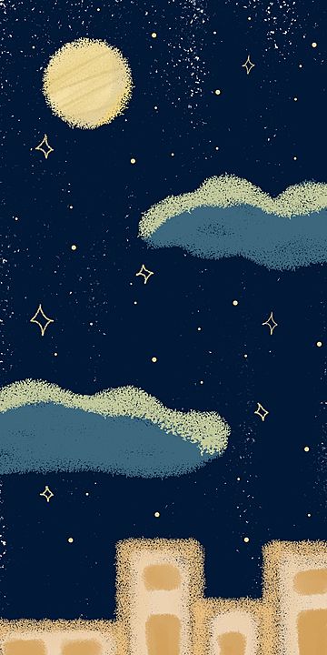 Cute Drawings Backgrounds, Star Art Wallpaper, Cute Wallpapers Night, Kawaii Night Wallpaper, Cute Drawings Wallpaper, Star Moon Wallpaper, Sky Art Wallpaper, Stars And Moon Background, Cute Moon Wallpaper