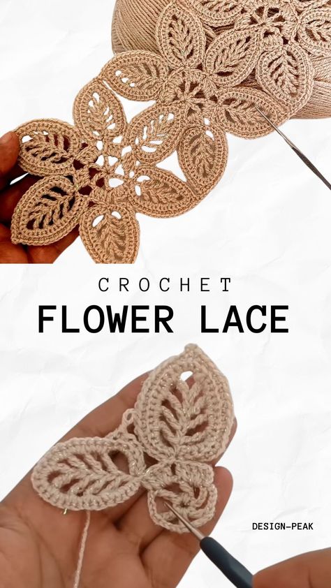 Crochet Flower Lace: How to Turn Yarn Into Magic – Design Peak Crochet Flower Lace, Crochet Leaf Patterns, Crochet Knit Stitches, Crochet Motif Patterns, Crochet Lace Edging, Crochet Lace Pattern, Crochet Leaves, Beginner Crochet Projects, Irish Lace Crochet