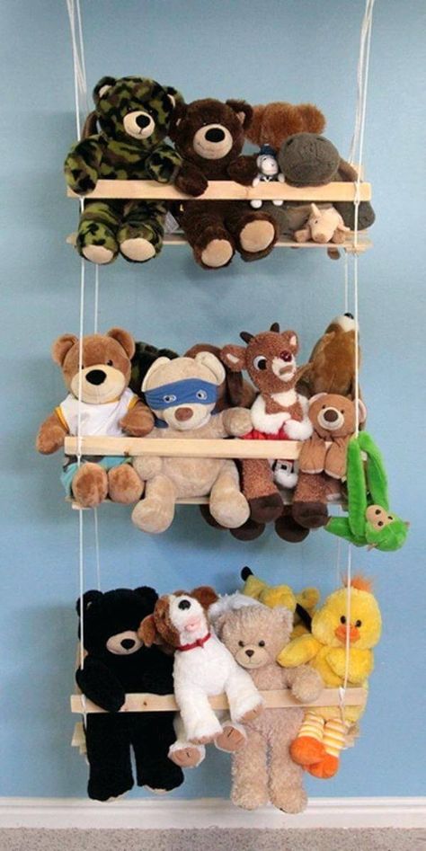 Kids Bedroom Diy, Stuffed Animal Net, Toddler Bedroom Decor, Soft Toy Storage, Diy Toy Storage, Cool Kids Bedrooms, Monkey Stuffed Animal, Simple Toys, Stuffed Animal Storage