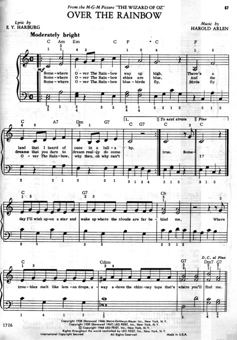 From one of the very first movies I ever saw as a child, The Wizard of Oz. Keyboard Noten, Popular Piano Sheet Music, Learn To Play Piano, Trumpet Sheet Music, Trumpet Music, Clarinet Music, Clarinet Sheet Music, Saxophone Sheet Music, Not Musik