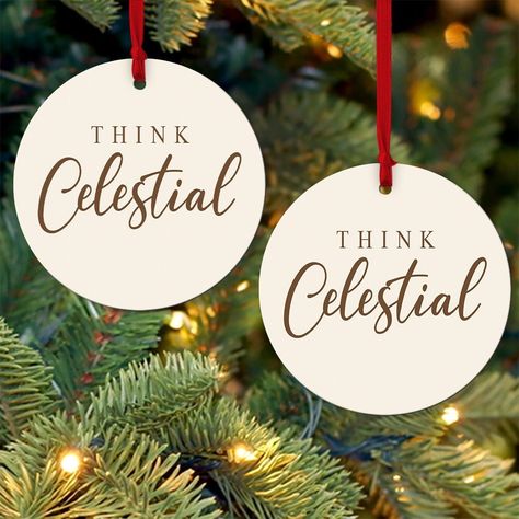 Lds Ward Christmas Gifts, Christmas Gifts For Relief Society, Relief Society Gifts Christmas, Think Celestial Ornament, Ministering Sister Christmas Gifts, Relief Society Gift Ideas, Relief Society Christmas Activity, Yw Christmas Gift Ideas, Relief Society Christmas Gift Ideas