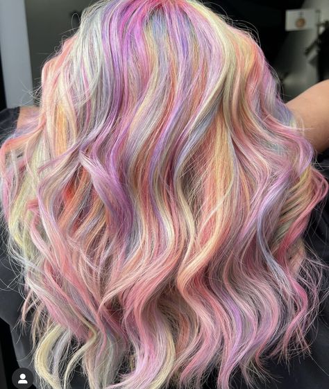 Bubble Technique Hair Color, Blonde Vivid Hair, Summer Vivid Hair Color, Pulp Riot Hair Color Ideas, Bubble Hair Color, Bubble Hair Dye, Hair Dye Techniques, Bubble Hair, Pastel Rainbow Hair