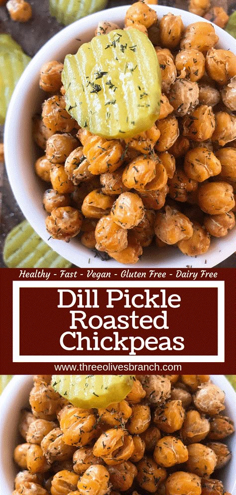 Pickle Brine, Food For Entertaining, Crunchy Chickpeas, Healthy Appetizer, Chickpea Recipes, Vegan Appetizers, Roasted Chickpeas, Garbanzo Beans, Dill Pickle