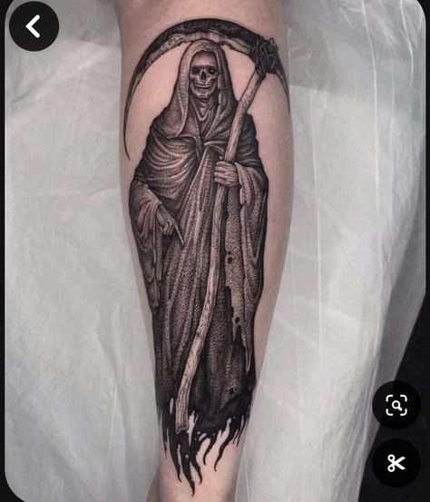 Santisima Muerte Tattoo, The Reaper Tattoo, Santa Muerte Tattoo, Medusa Tattoo Design, Grim Reaper Tattoo, Reaper Tattoo, Forarm Tattoos, Cool Forearm Tattoos, Medusa Tattoo