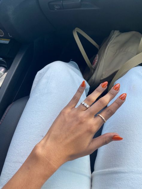 Burnt Orange Nails, Homecoming Nails, Orange Nails, Prom Nails, Orange Dress, Burnt Orange, Nail Ideas, Nail Art, Prom