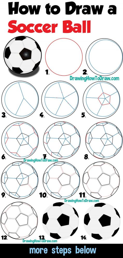 Learn How to Draw a Soccer Ball Easy Step by Step Drawing Tutorial for Beginners + Kids Soccer Painted Rocks, Drawing Of Football, How To Draw Soccer Ball, Soccer Rock Painting Ideas, Draw A Soccer Ball, How To Draw Football, Soccer Doodles Easy, How To Draw A Soccer Ball Step By Step, Football Ball Drawing