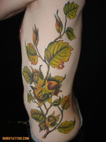 Hazel Tree Rib Tattoo, Trumpet Tattoo, Guru Tattoo, Hazel Tree, San Diego Tattoo, Hazelnut Tree, Nerd Tattoo, Branch Tattoo, Leo Tattoos