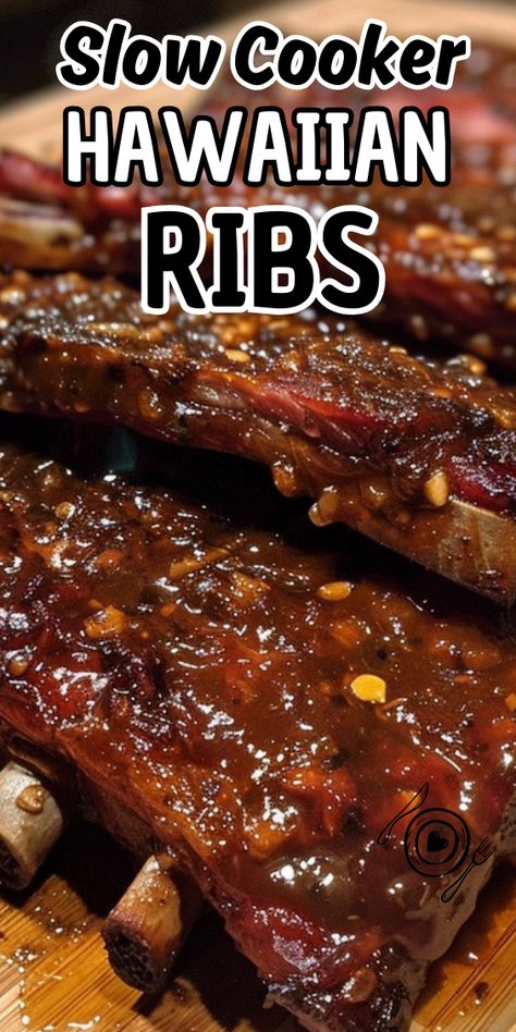 Slow Cooker Hawaiian Ribs Hawaiian Sticky Ribs, Rib Recipes In Crockpot, Teriyaki Ribs Crockpot, Pork Spare Ribs Recipe Crockpot, Hawaiian Ribs Crockpot, Hawaiian Bbq Ribs, Slow Cooker Hawaiian Ribs, Slow Cooker Ribs Pork, Short Ribs In Slow Cooker