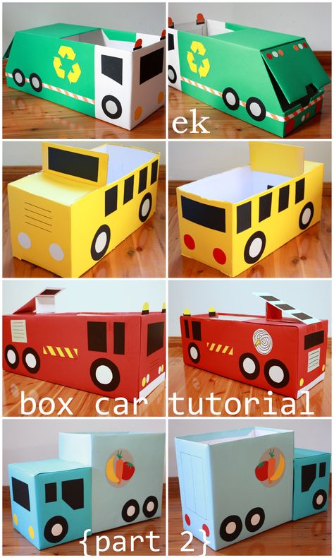 Box Car Tutorial {Part 2 – larger truck} | emilia keriene on WordPress.com. Cardboard Box Car, Carton Diy, Cardboard Car, Cardboard Box Crafts, Halloween Games For Kids, Kraf Diy, Games For Toddlers, Kids Party Games, Toddler Fun