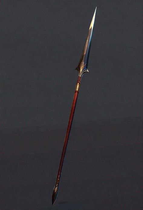 Fantasy Spear Art, Fantasy Polearm, Dnd Spear, Spear Concept Art, Spear Rpg, Polearm Designs, Fantasy Spear, Spear Design, Fantasy Blade