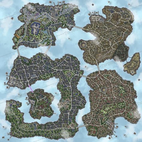 Dnd Cities, Fey Wild, Castlevania Netflix, Fantasy City Map, Fantasy Map Making, Floating Islands, Dnd World Map, Map Making, Fantasy World Map