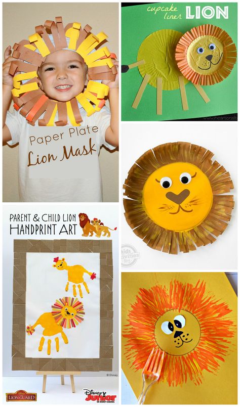 Adorable lion crafts for kids to make! Using paper plates, handprints, forks, toilet rolls and more! Great for zoo themes Lion Crafts For Kids, Animal Crafts Preschool, Instrument Craft, Lion Craft, Crafty Morning, Craft Soda, Il Re Leone, Animal Crafts For Kids, Paper Plate Crafts