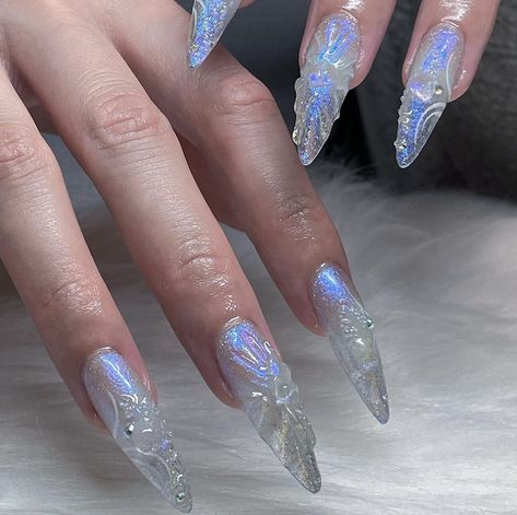 Classy Winter Nails, Princess Nails, Horror Nails, Witch Nails, Witchy Nails, Winter Nails Acrylic, Pretty Gel Nails, Crazy Nails, Ice Princess