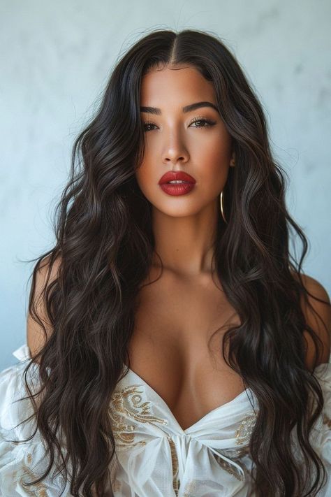 Long Dark Hair, Back To School Hairstyles, Clip In Hair Extensions, Great Hair, Godmother, Gorgeous Hair, Human Hair Extensions, Dark Hair, Hair Looks