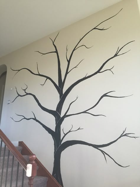 We painted this huge tree on our wall going up the stairs.  We plan to hang framed pictures on the branches to make our own "family tree" Family Tree Wall Hanging, Going Up The Stairs, Family Tree Mural, Tree Wall Painting, Huge Tree, Family Tree Painting, Princess Canopy, Tree Template, Diy Wall Decals