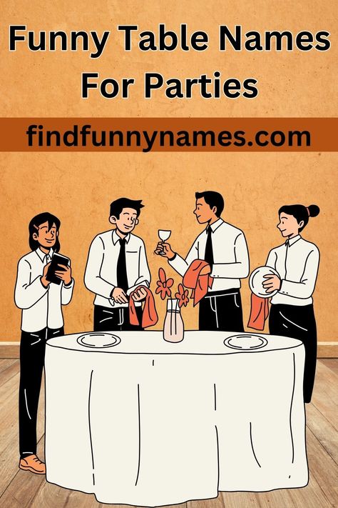 Looking to add some extra flair and fun to your next party? Say goodbye to boring table numbers and hello to hilarious and creative table names! Whether you're throwing a birthday bash,a wedding reception, or any other celebratory event, these funny table names are sure to get your guests laughing and create a memorable experience. #FunnyTableNamesForParties #ElevatePartyVibes #PartyPlanning #EnjoyTheMoment. Funny Wedding Table Names, Ladies Night Party Games, Ladies Night Party, Creative Table, Wedding Table Names, Creative Tables, Funny Names, Table Names, Ladies Night