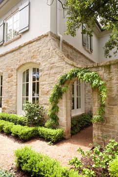 Gate Salons Cottage, French Country Exterior, Retirement House, White Windows, Traditional Exterior, Exterior Stone, French Cottage, French Country Cottage, French Country House