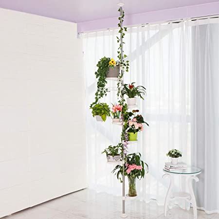 Floor To Ceiling Plant Stand, Pole Plant Stand, Ikea Plant Stand, Plant Pole, Spiral Plant, Hanging Storage Shelves, Garden Board, Tall Indoor Plants, Metal Flower Pots