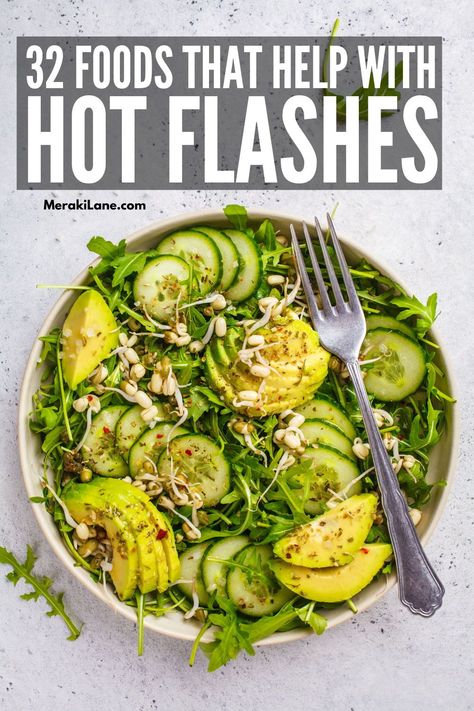 60 Best and Worst Foods for Hot Flashes | If you want to know how to stop hot flashes, learning what causes them in the first place is a great place to start. While hot flashes the most common menopause-related symptom, they are different for everyone who experiences them. A hot flash causes numerous symptoms aside from just feeling hot and sweaty, and modifying your diet can help with their severity. Click for a list of the best foods for hot flashes - and which ones to avoid completely! Help For Hot Flashes, Hot Flashes At Night, Premenopausal Diet, Hot Flushes Remedies, Gut Recipes, Energy Boosting Foods, Foods To Balance Hormones, Soy Recipes, Eating Plan