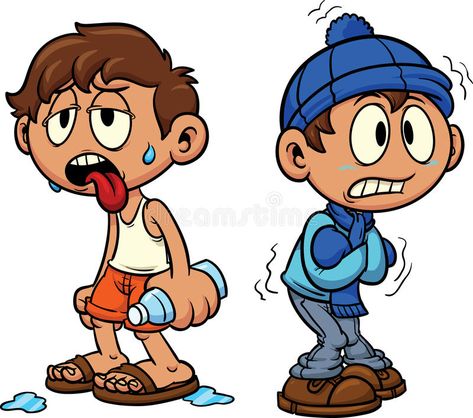 Cartoon kid in hot and cold weather. Vector clip art illustration, Each in a sep , #Aff, #cold, #weather, #Vector, #Cartoon, #kid #ad Cold Images, Rick And Morty Poster, Art Drawings Sketches Pencil, Cold Weather Gear, Creative Poster Design, Angel And Devil, Vector Artwork, Baby Art, Cartoon Kids