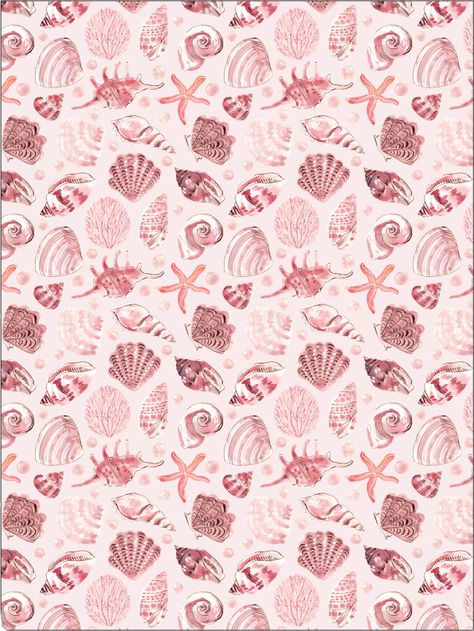 Watercolor seashells, starfish and bubbles create an adorable beachy coastal inspired pattern. Pink Seashells Wallpaper, Seashell Wallpaper, Starfish Watercolor, Ipad Decor, Watercolor Seashells, Summer Prints Wallpaper, Ocean Pics, Beachy Prints, Beachy Wallpapers