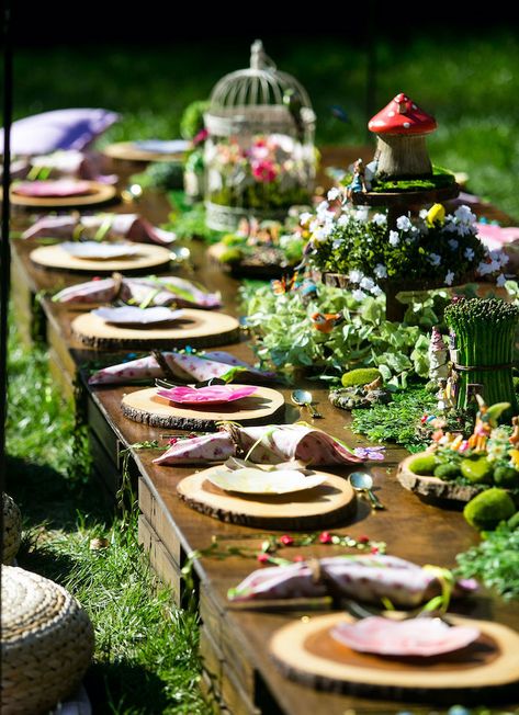 Kara's Party Ideas Enchanted Fairy Garden Birthday Party | Kara's Party Ideas Outdoor Fairy Tea Party, Fairy Party Picnic, Woodland Garden Party Theme, Enchanting Party Ideas, Fairy Theme Picnic, Fairy Garden Picnic Party, Fantasy Forest Birthday Party, Forest Picnic Party, Fairy Backyard Party