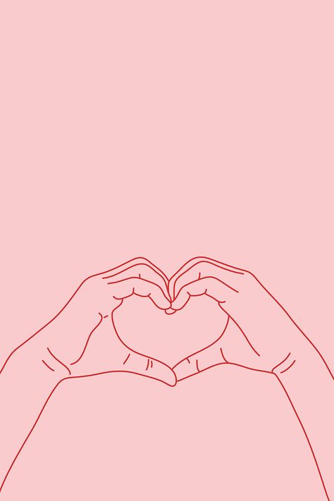 Hand Heart Illustration, Minimal Love Art, Heart Hands Wallpaper, Hand Heart Wallpaper, Pink Symbols, Heart Design Art, Heart Fingers, Love Heart Illustration, Charity Branding