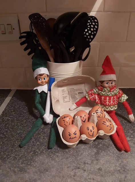 Drawing On Eggs, Eggs Drawing, Shelf Drawing, Elf On Shelf, Elf Shelf, Elf On The Shelf Ideas, Shelf Ideas, Holly Jolly, On The Shelf