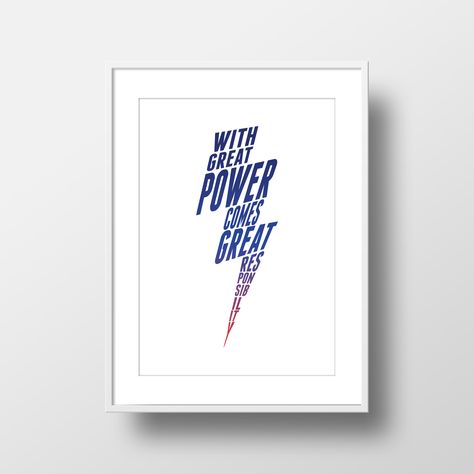 With Great Power Comes Great Responsibility - Spiderman / Voltaire Poster Lightning bolt, film poster, movie art, typography, awesome typography poster Lightning Branding, Lightning Graphic Design, Lightning Typography, Lightning Logo Design, Powerful Typography, With Great Power Comes Responsibility, Power Typography, Superhero Typography, Lightning Bolt Typography