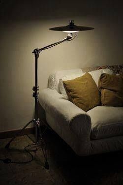 Cymbal boom stand light. Music Furniture, Zimmer Diy, Drum Room, Drum Light, Music Room Decor, Music Decor, Standing Lamp, Studio Decor, Music Studio