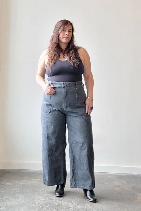 Oxbow Pants Sewing Pattern (PDF) Pants Sewing Pattern Free, Sewing Pattern Men, How To Sew Pants, Sewing Pattern Pants, Sew Pants, Sewing Pattern Women, Curved Waistband, Sewing Pattern Free, Denim Fabrics