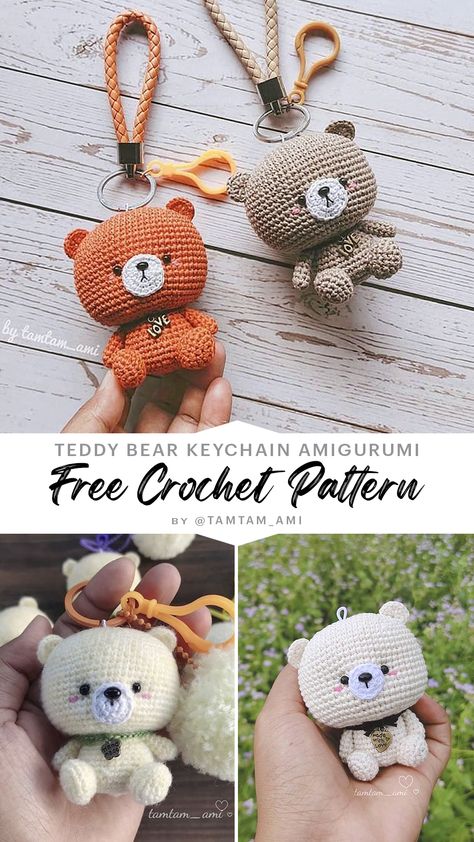 Amigurumi Bear Keychain, Crochet Bear Amigurumi, Crochet Pattern Free Keychain, Amigurimi Keychain, Home Decor Crochet Patterns Free, Free Crochet Keychain Patterns, Crochet Bear Free Pattern, Kawaii Crochet Pattern Free, Amigurumi Keychain Free Pattern