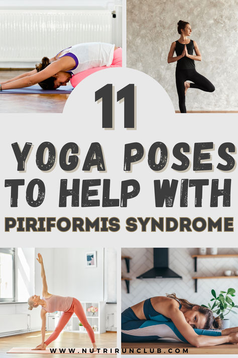 11 Yoga Poses for Piriformis Syndrome to help you relieve symptoms and manage the pain. Next to traditional medicine, yoga for Piriformis Syndrome can be a great tool in your recovery. Read more on our post Yoga for Runners. Piriformis Syndrome Stretches, Paraformus Stretches, Piriformis Release, Piriformis Syndrome Symptoms, Sciatic Stretches, Piriformis Syndrome Exercises, Stretches For Runners, Piriformis Muscle, Piriformis Stretch