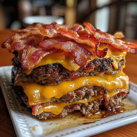 Amazing Looking Food, Fancy Fast Food, Food Lover Aesthetic, Good Burger Aesthetic, Aesthetic Food Burger, Do It For Her, Bacon Cheeseburger Meatloaf, Cheeseburger Meatloaf, Burger With Fries Aesthetic