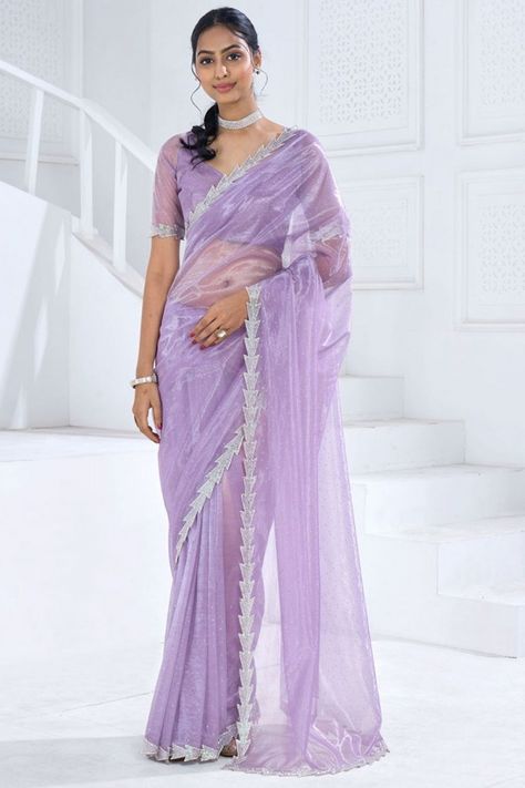 Purple Organza Party Wear Saree Organza Saree Blouse Designs, Soft Organza Saree, Ikkat Dupattas, Crop Top Lehenga, Stitched Saree, Lehenga Choli Wedding, Floral Lehenga, Wedding Saree Blouse, Party Wear Lehenga Choli