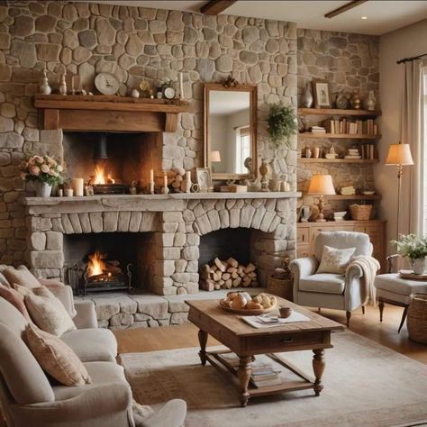 Stone Inglenook Fireplace, Inglenook Fireplace Cottage, English Countryside Fireplace, French Country Fireplace Ideas, Cottage Fireplace Ideas, French Chateau Fireplace Stone, French Coubtry Fireplace, Country Lounge, French Country Fireplace