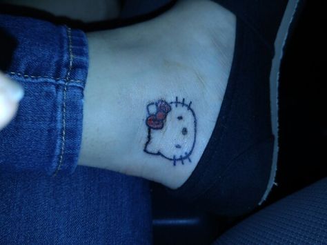 Hello Kitty Ankle Tattoo, Tattoo Hello Kitty, Tattoo On Ankle, Hello Kitty Tattoo, Tattoo Ankle, Ankle Tat, Kitty Tattoo, Hello Kitty Tattoos, Hello Kitty Birthday