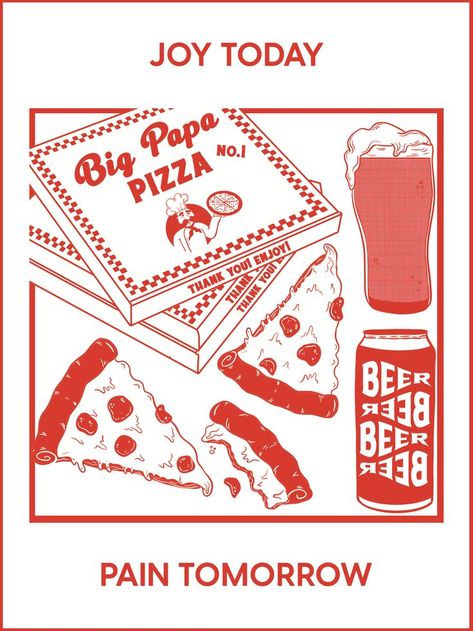 Pizza Graphic Design Illustrations, Vintage Pizza Poster, Retro Pizza Poster, Pizza Slice Illustration, Pizza Illustration Design, Pizza Graphic Design, Pickle Shirt, Pizza Illustration, Beer Graphic Design