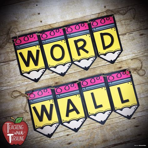 Teaching With Terhune: EDITABLE PENCIL BANNER Pencil Theme Classroom Bulletin Boards, Pencil Classroom Theme, Pencil Themed Classroom Decor, Pencil Classroom Decor, 4th Grade Classroom Decor, Word Wall Classroom, Kindergarten Phonemic Awareness, Tree Classroom, Phonemic Awareness Kindergarten