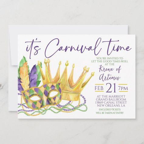 Mardi Gras Invitation Mardi Gras Invitations, Mardi Gras Party, Good Times Roll, Diy Business, Youre Invited, Hat Crafts, Gaming Wall Art, Mardi Gras, Good Times