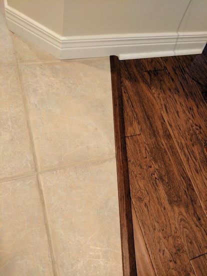 Wood Floor Transition Ideas, Tile To Wood Floor Transition, Floor Transition Ideas, Wood Floor Transition, Tile To Wood Transition, How To Stain Wood, Tiling Patterns, Floor Transition, Transition Ideas