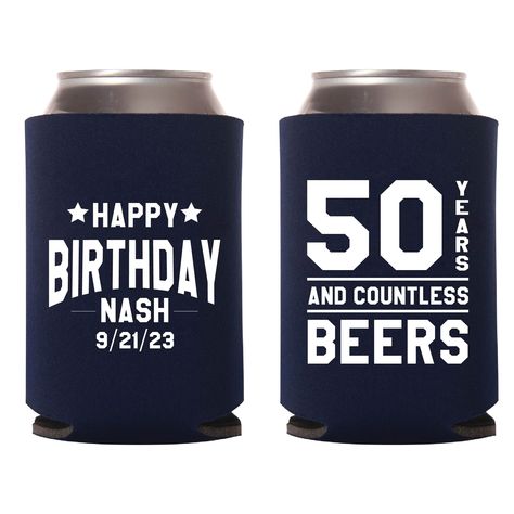 50th Birthday Can Coozies, 40th Birthday Koozies For Men, 30 Years Birthday, 50th Birthday Favors, Orange Cafe, Koozie Design, Birthday Beer, Beer Birthday, Red Peach