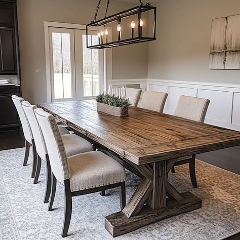 Farmhouse Dining Table Diy Rustic Dining Room Table, Diy Kitchen Table With Leaf, Wood Table Stain Ideas, Rustic Dinning Table, Diy Farmhouse Dining Room Table, Rustic Dining Room Ideas Farmhouse Style, Homemade Dining Room Table, Homemade Dining Table, Homemade Kitchen Table