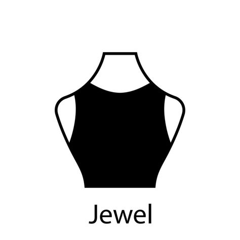 Jewel of Fashion Neckline Type for Women Blouse, Dress Silhouette Icon. Black T-Shirt, Crop Top on Dummy. Trendy Ladies Jewel Type of Neckline. Isolated Vector Illustration. Types Of Necklines, T Shirt Crop Top, Silhouette Illustration, Jewel Neckline, Women Blouse, Dress Silhouette, Blouse Dress, Black T Shirt, Neck Designs