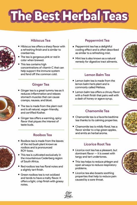 9 OF THE BEST HERBAL TEAS TO TRY… | AFTERNOON TEA 4 TWO… Tea Infographic, Healing Tea Recipes, Best Herbal Teas, Tea Blends Recipes, Lemon Balm Tea, Herbal Tea Benefits, Tea Remedies, Best Herbal Tea, Medicinal Tea