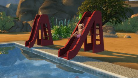 Sims Design, Around The Sims 4, Red Slides, Pool Ladder, Tumblr Sims 4, Pool Slide, The Sims 4 Download, Sims 4 Update, Sims 4 Cc Packs