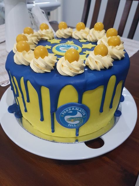 Parramatta Eels Birthday Cake Nrl Themed Birthday Party, Parramatta Eels Cake, 18th Ideas, Harley Davidson Birthday, Dave Mason, Parramatta Eels, Dad Birthday Cakes, Food Buffet, Party Food Buffet